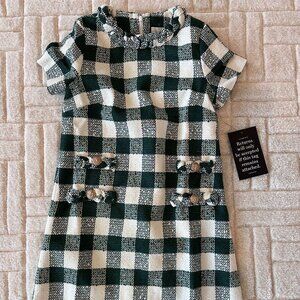 NWT Moss Green Gingham Tweed Jackie Dress - Size XXS